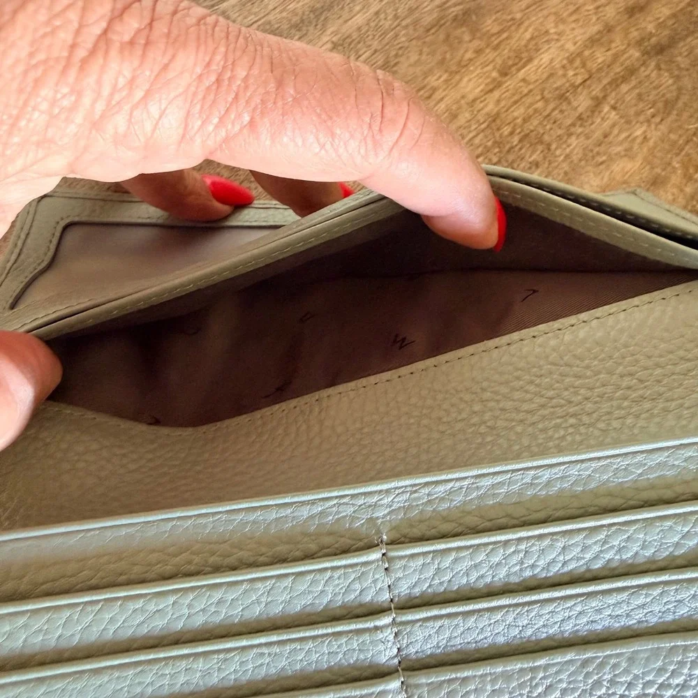 Greige Pebble Wallet Neutral Minimalist Long Wallet Organizer Modern Earthy Soft